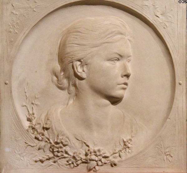 Portrait medallion of Berlin lady (1896) by Elisabet Ney a Texan from Germany at Institute of Texan Cultures. San Antonio, TX.