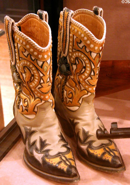 Parade boots (1955) of a Texas Ranger at Buckhorn Museum. San Antonio, TX.