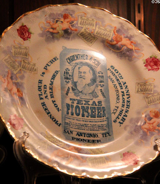 60th anniversary of Pioneer Flour mills ceramic plate (1911) at Guenther House Museum. San Antonio, TX.