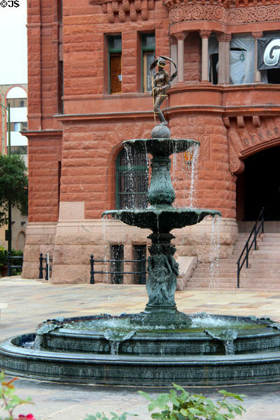 Lady Justice Fountain (c1896) at Bexar County Courthouse. San Antonio, TX.