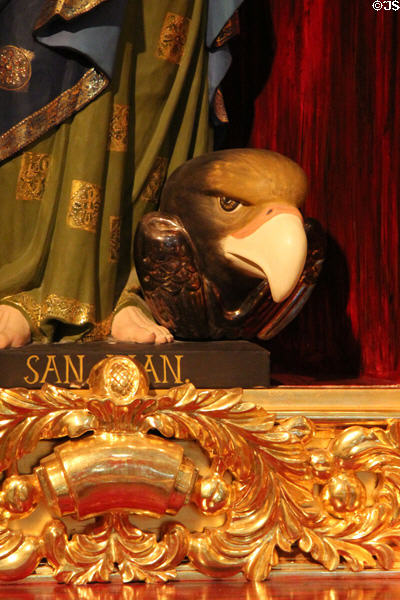 Eagle symbol of St John the Evangelist on Altar at San Fernando Cathedral. San Antonio, TX.