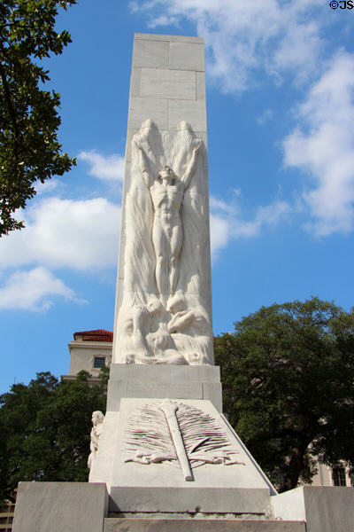 Alamo Cenotaph (aka Spirit of Sacrifice) (1939) by Pompeo Coppini on Alamo Plaza. San Antonio, TX.