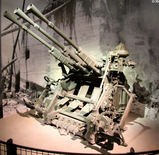 Japanese triple-barrel gun (1936) used on Tarawa at National Museum of the Pacific War. Fredericksburg, TX.