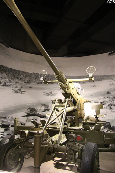 40mm Bofors anti-aircraft cannon designed in Sweden, made by Chrysler at National Museum of the Pacific War. Fredericksburg, TX.