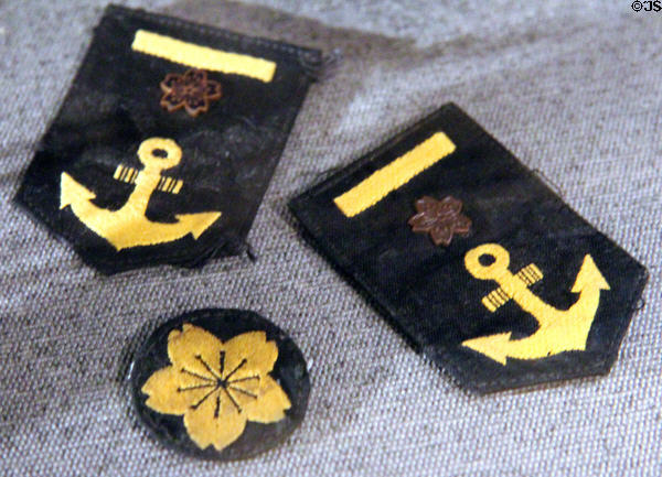 Japanese naval shoulder badges at National Museum of the Pacific War. Fredericksburg, TX.