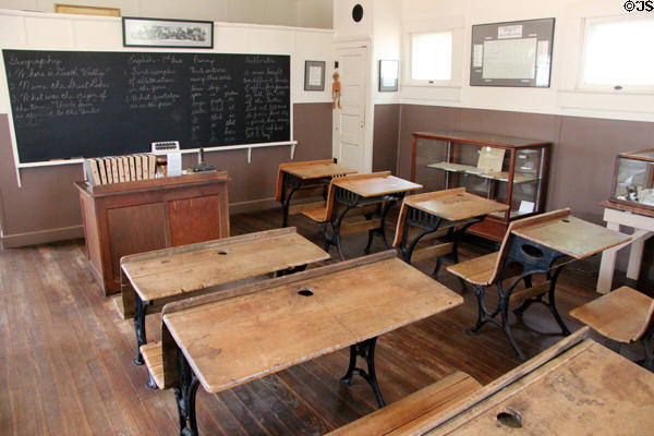 White Oak School interior at Pioneer Museum. Fredericksburg, TX.