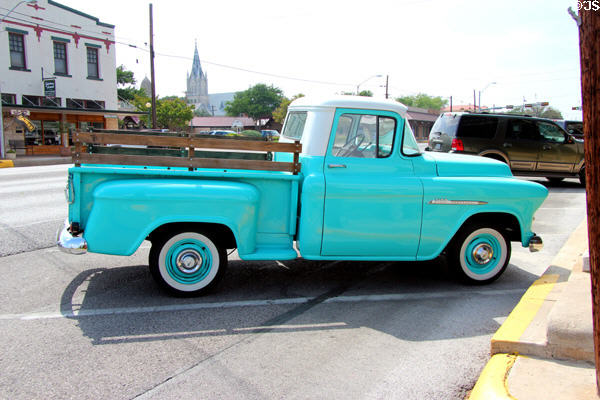 Antique Chevy pickup on Main St. Fredericksburg, TX.