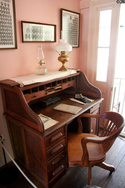 Roll-top desk in office at LBJ Boyhood Home. Johnson City, TX.