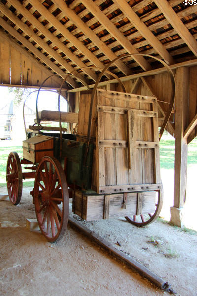 Chuck wagon at Sam Ealy Johnson log house & farm. Johnson City, TX.