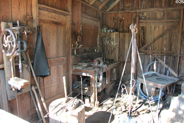 Blacksmith shop at Sauer-Beckmann Farmstead of Lyndon B. Johnson State Park. Stonewall, TX.