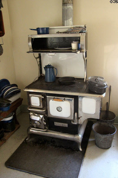Cast-iron wood stove by Heartland of Kitchener, ON at Sauer-Beckmann Farmstead. Stonewall, TX.