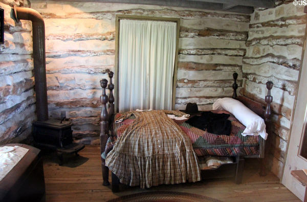 Bed in Behrens Cabin at Lyndon B. Johnson State Park. Stonewall, TX.