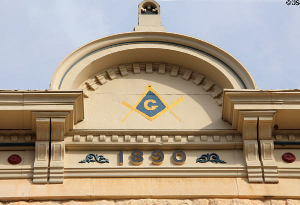 Crown details of Kerrville Masonic Building. Kerrville, TX.