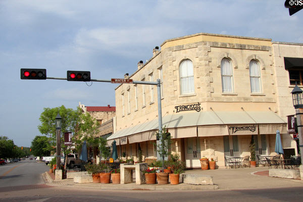 Streetscape of Earl Garrett St. at Water St. Kerrville, TX.