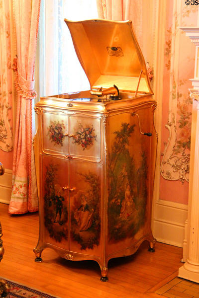 Victor Talking Machine with custom painted finish at McFaddin-Ward House. Beaumont, TX.