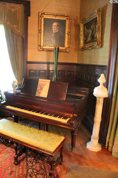 Baby grand piano (1905) by Ivers & Pond in music room at McFaddin-Ward House. Beaumont, TX.