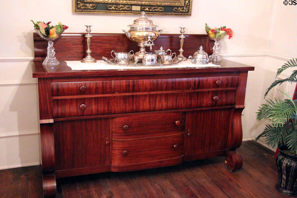 Sideboard with silver at Fort House. Waco, TX.