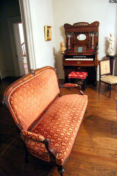 Organ & settee in parlor at McCulloch House. Waco, TX.