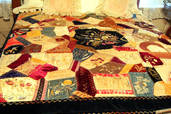 Crazy quilt (c1840) made by Lucy McCulloch Aycock at McCulloch House. Waco, TX.