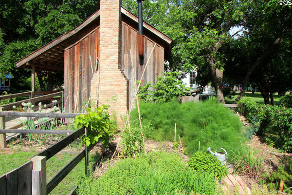 Cook's House (1890s) & garden at historic village of Mayborn Museum. Waco, TX.