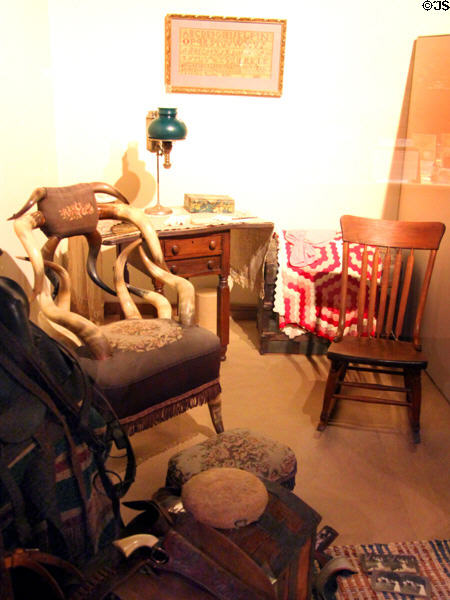 Heritage home setting including cow horn chair at Texas Ranger Hall of Fame and Museum. Waco, TX.