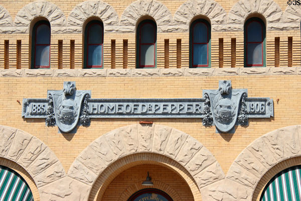 Home of Dr. Pepper 1885-1906 sign now marks museum. Waco, TX.