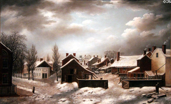 Winter Scene in Brooklyn painting (c1817-20) by Francis Guy at Dallas Museum of Art. Dallas, TX.
