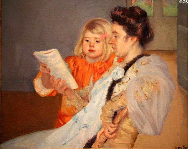 Reading Lesson painting (c1901) by Mary Cassatt at Dallas Museum of Art. Dallas, TX.