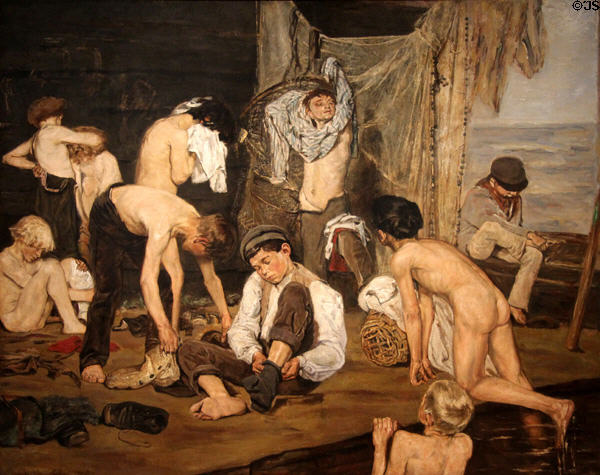 At the Swimming Hole painting (1875-7) by Max Liebermann at Dallas Museum of Art. Dallas, TX.