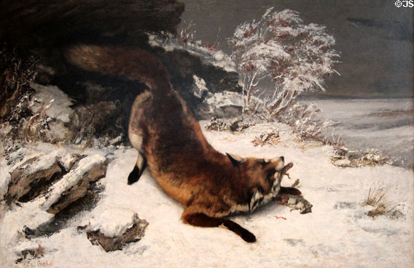 Fox in Snow painting (1860) by Gustave Courbet at Dallas Museum of Art. Dallas, TX.