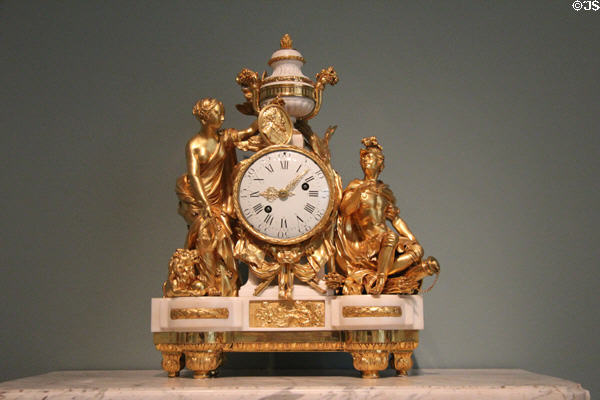 Mantel clock with figures of France & Mars (c1771) by Jean Martin & signed Martin of Paris at Dallas Museum of Art. Dallas, TX.