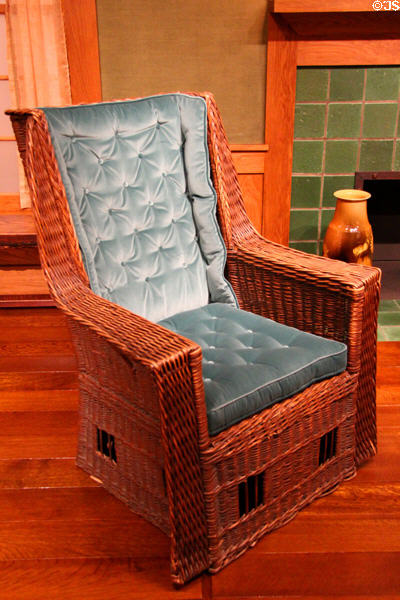 Arts & Crafts woven willow armchair (c1913-6) by Gustav Stickley at Dallas Museum of Art. Dallas, TX.