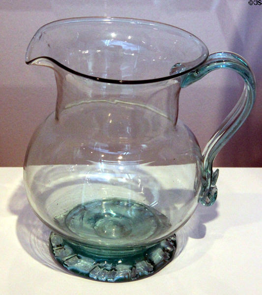 Glass pitcher (c1840-60) probably from New Jersey at Dallas Museum of Art. Dallas, TX.