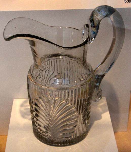 Pressed glass Sprig or Ribbed Palm pattern water pitcher (c1850-68) by M'Kee & Brothers, Pittsburgh, PA at Dallas Museum of Art. Dallas, TX.