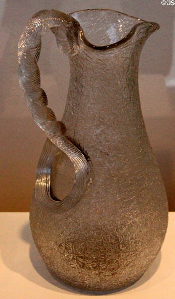 Champagne glass pitcher (c1870-88) by Boston & Sandwich Glass Co., Sandwich, MA at Dallas Museum of Art. Dallas, TX.