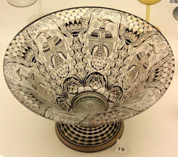 Enameled glass bowl (c1914-5) by Alfred Walter of Czech Republic at Dallas Museum of Art. Dallas, TX.