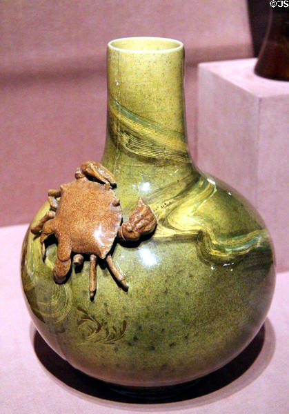 Pottery vase with crab (1885) by Rookwood Pottery of Cincinnati, OH at Dallas Museum of Art. Dallas, TX.