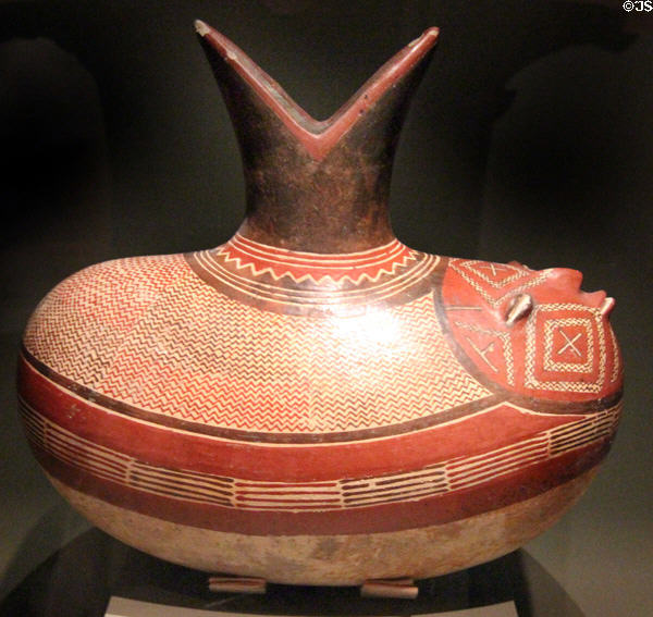 Ceramic bottle of sprouting bean with human face (c300-100 BCE) from Guanajuato, Mexico at Dallas Museum of Art. Dallas, TX.