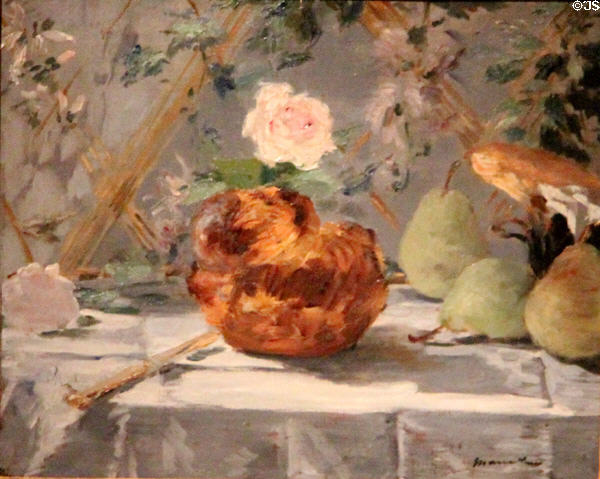 Brioche with Pears (1876) by Édouard Manet in Reves Collection at Dallas Museum of Art. Dallas, TX.