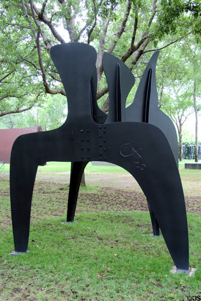 Three Bollards painted steel sculpture (1970) by Alexander Calder at Nasher Sculpture Center. Dallas, TX.