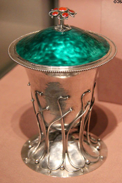 Silver & enamel trophy cup (1899) by Charles Robert Ashbee for Guild of Handicraft, London at Dallas Museum of Art. Dallas, TX.