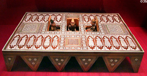 Wood & ivory backgammon board (19th C) from Mughal, India at Dallas Museum of Art. Dallas, TX.