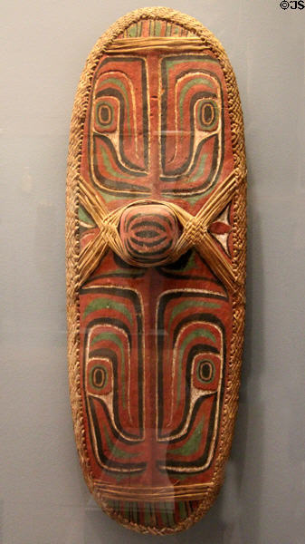New Britain wood shield (late 19th-early 20th C) from Papua New Guinea at Dallas Museum of Art. Dallas, TX.