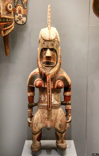 New Ireland painted wood memorial figure (late 19th C) from Papua New Guinea at Dallas Museum of Art. Dallas, TX.