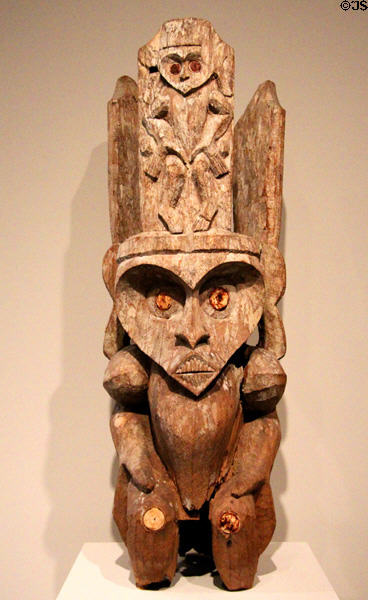 Ironwood figure from funerary post (18th-19thC) from East Kalimantan, Indonesia at Dallas Museum of Art. Dallas, TX.