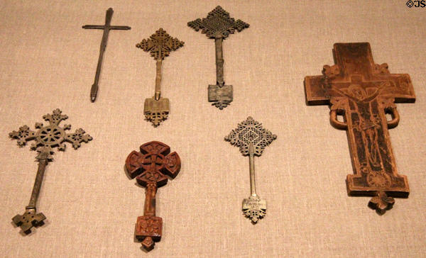 Ethiopian handheld crosses (18th-20th C) at Dallas Museum of Art. Dallas, TX.