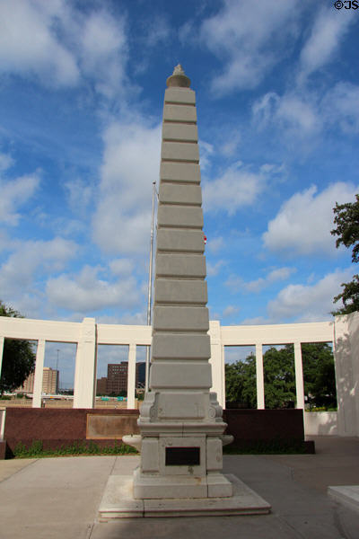 Dealey Plaza Art Deco obelisk (1938-40) by Work Projects Administration. Dallas, TX.