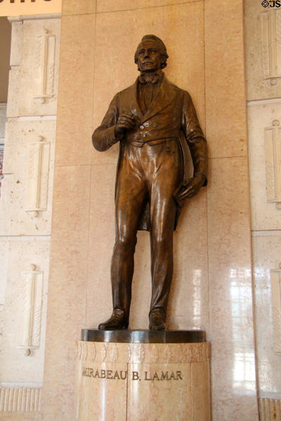 Mirabeau B. Lamar statue in Hall of Heroes in Hall of State at Fair Park. Dallas, TX.