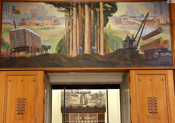 Pre-Oil Texas mural in East Texas Room in Hall of State at Fair Park. Dallas, TX.