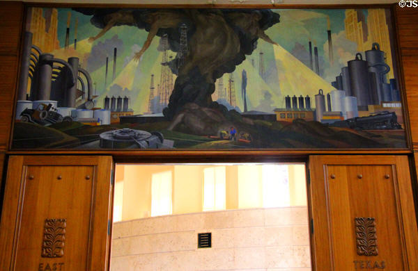 Post-Oil Texas mural in East Texas Room in Hall of State at Fair Park. Dallas, TX.